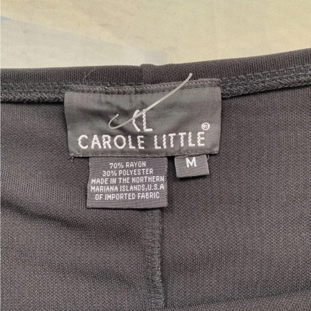 CL Carole Little black Women  skirt with bugle bead fringes Sz  Medium E…